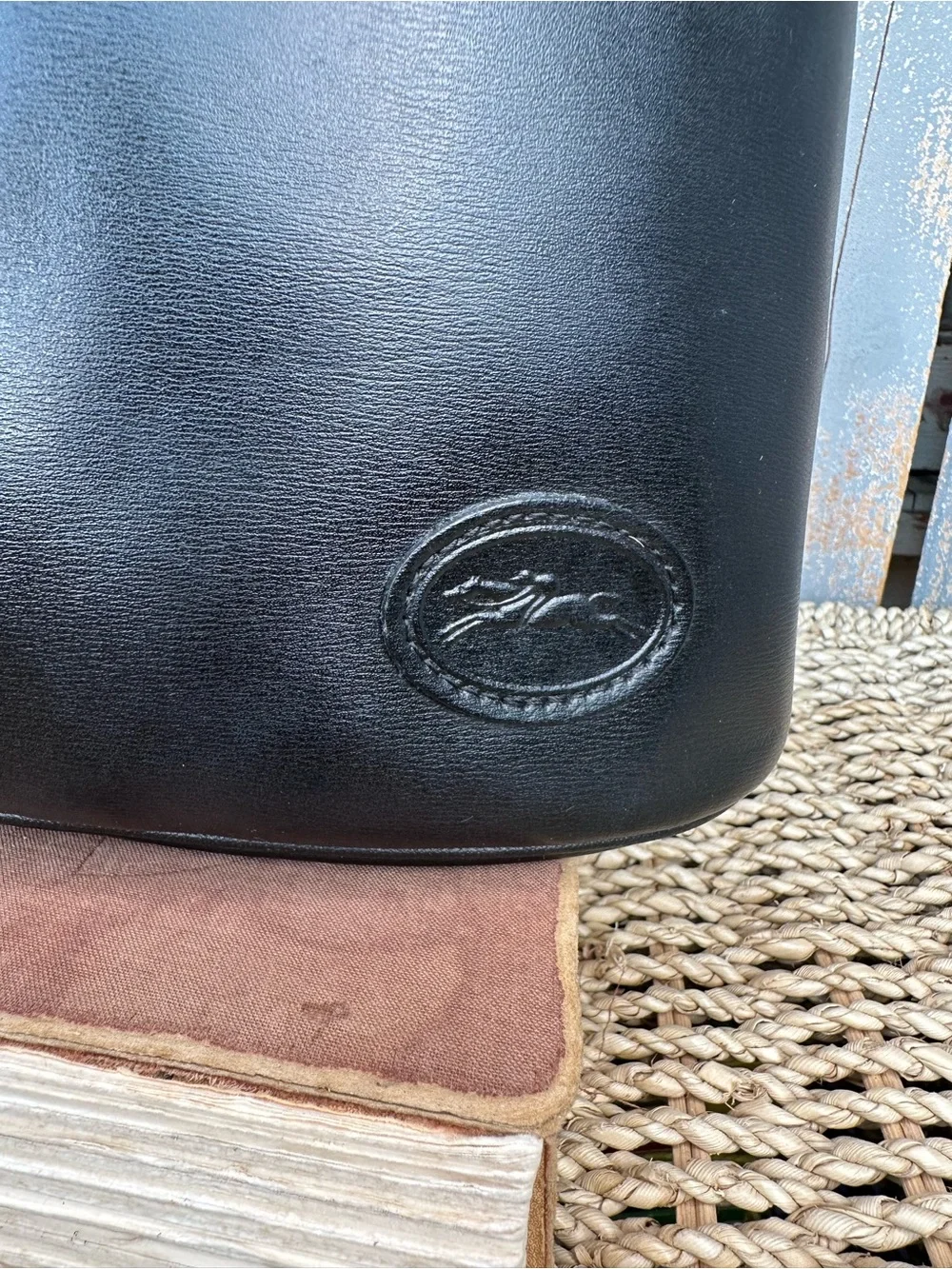 Longchamp Vintage Roseau Leather Shoulder Bag Black